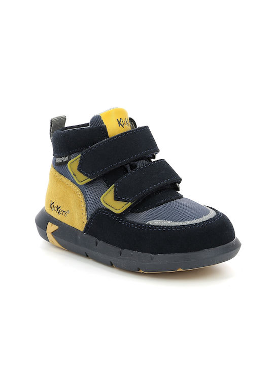 Junibo Παιδικά Sneakers High Ανατομικά με Σκρατς Navy Μπλε