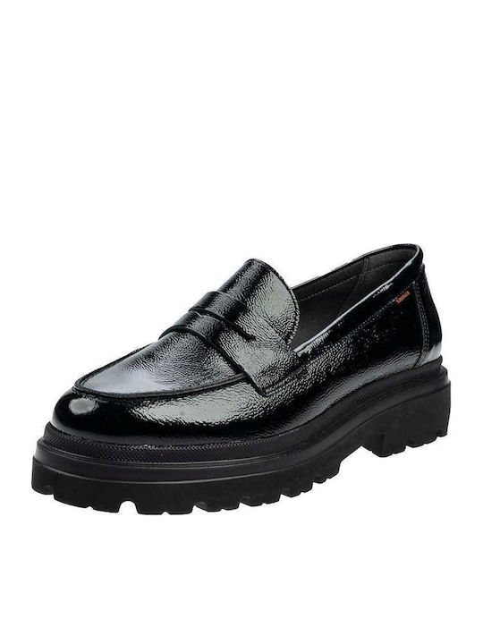 Patent Leather Women's Moccasins in Black Color