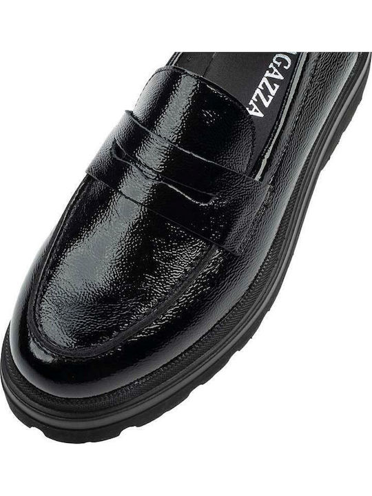 Patent Leather Women's Moccasins in Black Color
