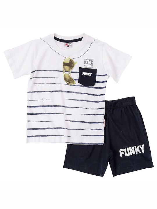 Funky Kinder Set mit Shorts Sommer 2Stück Weiß