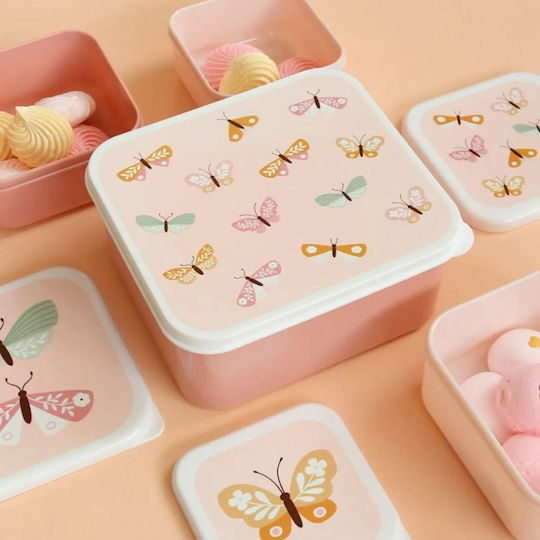 A Little Lovely Company Butterflies Plastic Kids' Lunch Set Pink