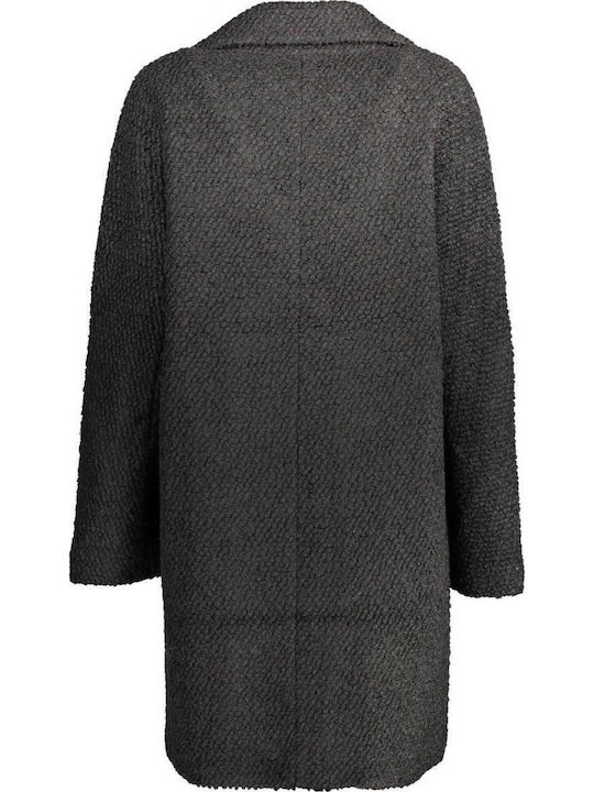 London Women's Black Coat with Buttons