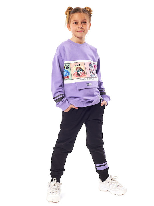 Εβίτα Kinder Sweatpants Set - Jogginganzug Flieder 2Stück