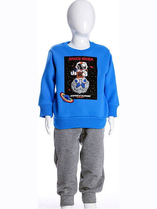 Kids Sweatpants Set Blue 2pcs Space