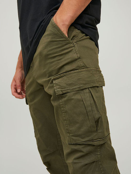 Trousers Cargo Elastic in Regular Fit Olive Night