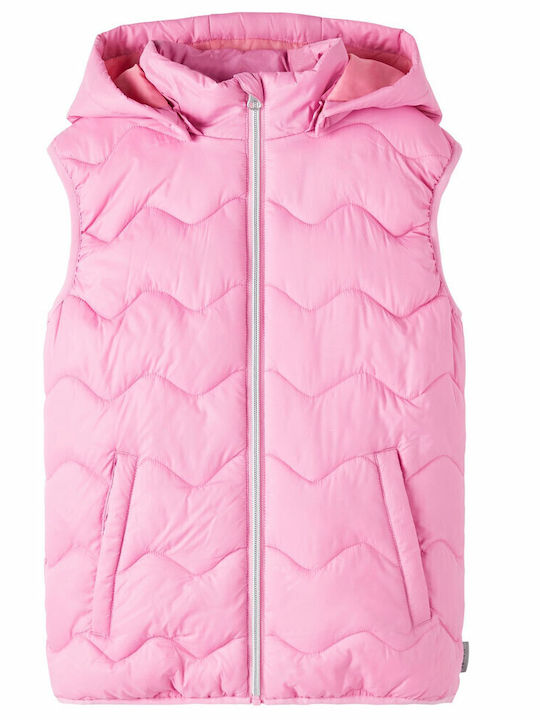 Kids' Quilted Jacket Sleeveless Short Pink