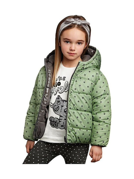 Kids' Quilted Jacket Short Double Sided with Hood Gray Ecofriends