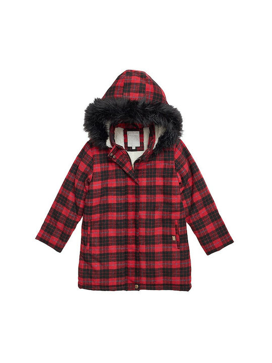 Evita Kids Coat Long with Lining & Protection Hood Red