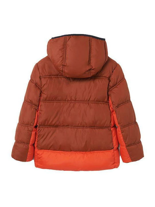 Kinder Steppjacke Kurz mit Kapuze Braun