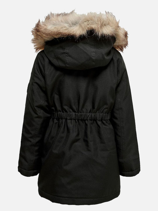 Kids' Parka Long with Hood Black Koniris