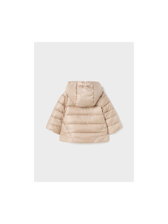 Mayoral Kids Quilted Jacket short Double Sided Hooded Beige