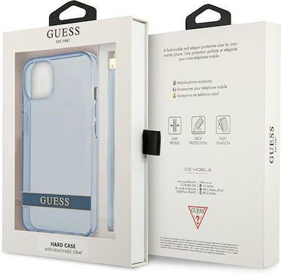Guess Translucent Stap Umschlag Rückseite Kunststoff Blau (iPhone 13) GUHCP13MHTSGSB