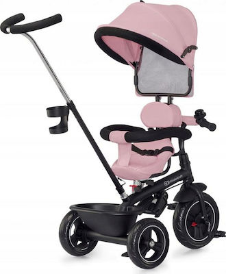 Kinderkraft Freeway Kids Tricycle Convertible, With Storage Basket, Sunshade & Push Handle for 6-18 Months Pink