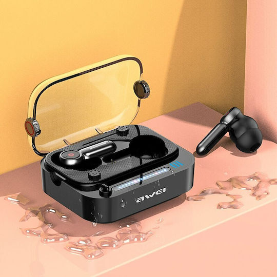 Awei T58 In-ear Bluetooth Handsfree Ακουστικά με Θήκη Φόρτισης Μαύρα