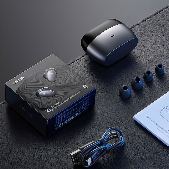 Ugreen HiTune X6 In-ear Bluetooth Handsfree Ακουστικά με Αντοχή στον Ιδρώτα και Θήκη Φόρτισης Μαύρα