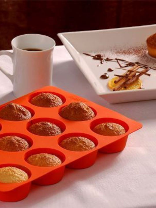 SoftBowl No Coating Silicone Cupcakes & Muffins 12 Cups Baking Pan Mimosa 30.5x20.5x3cm