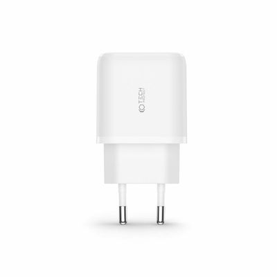 Tech-Protect Ladegerät ohne Kabel mit USB-A Anschluss und USB-C Anschluss 20W Stromlieferung / Schnellaufladung 3.0 Weißs (C20W)