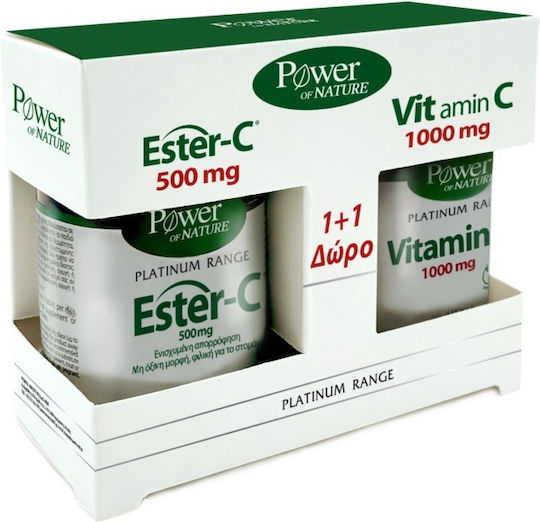 Power Of Nature Ester-C 500mg & Vitamin C 1000mg Vitamin 500mg 50 Tabletten & Geschenk Vitamin C 1000mg 20 Tabletten für Stärkung des Immunsystems, die Haut & Antioxidative Wirkung