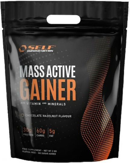 Self Omninutrition Mass Active Gainer Πρωτεΐνη Ορού Γάλακτος Χωρίς Γλουτένη με Γεύση Chocolate Hazelnut 2kg