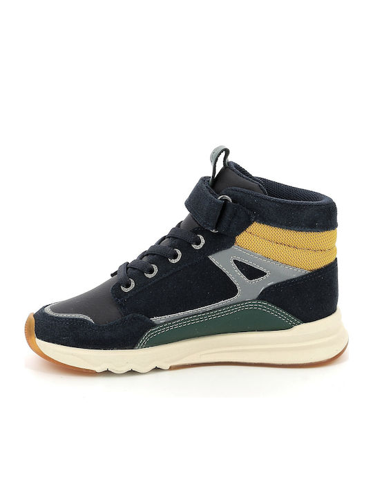 Παιδικά Sneakers High Ανατομικά με Σκρατς Navy Μπλε