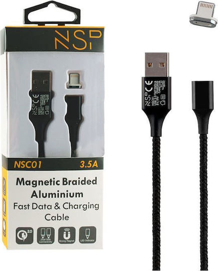 NSP Braided USB to Lightning Cable Μαύρο 1m (NSC01)