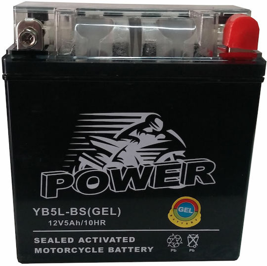Power Batteries Gel ГЕЛ Мотоциклетна батерия YB5L-BS с капацитет 5Ах