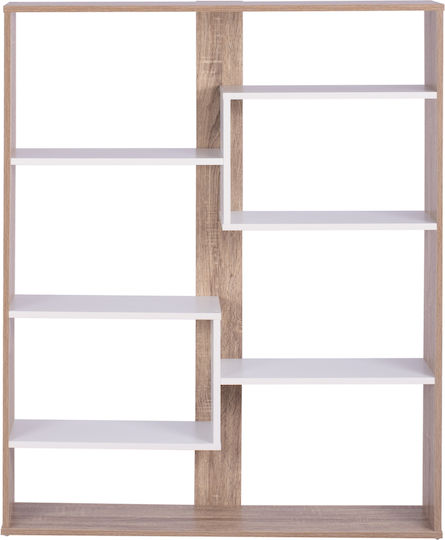 Bibliotecă Marceline Natural - Alb 100x21x124,5 cm