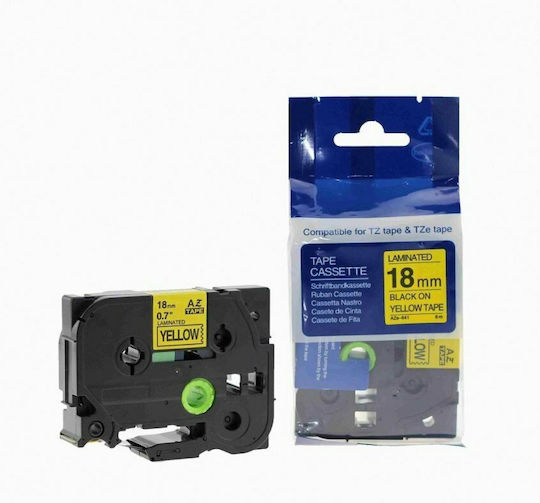 TZE-S641 Ταινία Ετικετογράφου Συμβατή με Brother 8m x 18mm σε Κίτρινο Χρώμα