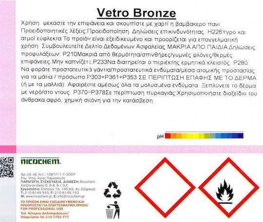 Nicochem Vetro Bronze Professional Cleaning Liquid for Windows 10lt