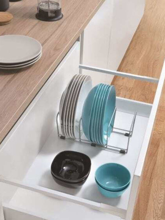 Metaltex Plates Cabinet Dish Rack Metallic in Silver Colour 14x30x16cm