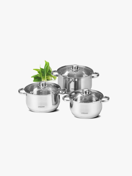 Maestro Pots Set of Stainless Steel with No Coating Silver 3pcs