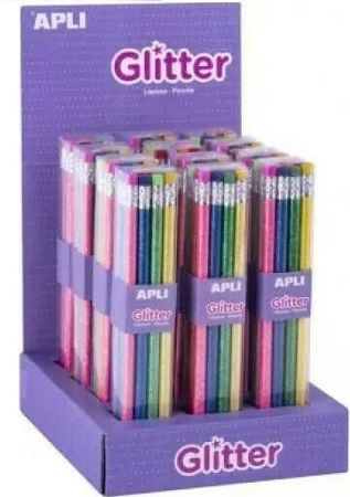 Apli Glitter Σετ 12 Μολύβια με Γόμα (Διάφορα Χρώματα)
