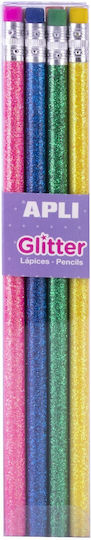 Apli Glitter Σετ 12 Μολύβια με Γόμα (Διάφορα Χρώματα)