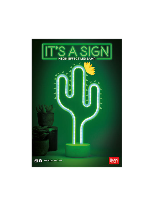 Legami Milano Neon Διακοσμητικό Φωτιστικό LED Θερμό Λευκό Κάκτος 29.5x14.5x8.5εκ.