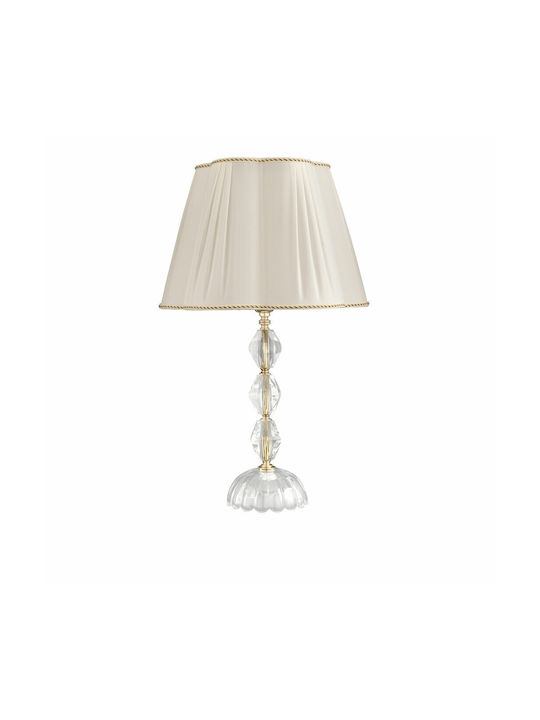 Ondaluce Brigida Crystal Table Lamp for Socket E27 with White Shade and Transparent Base