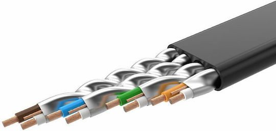 Ugreen Flat U/FTP (STP) Cat.7 (10Gbps) Καλώδιο Δικτύου Ethernet 5m Μαύρο