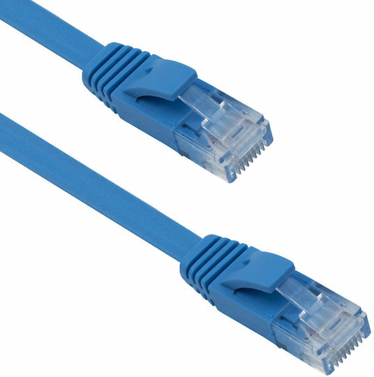 DeTech Flat U/UTP Cat.6 (Gigabit) Καλώδιο Δικτύου Ethernet 3m Μπλε