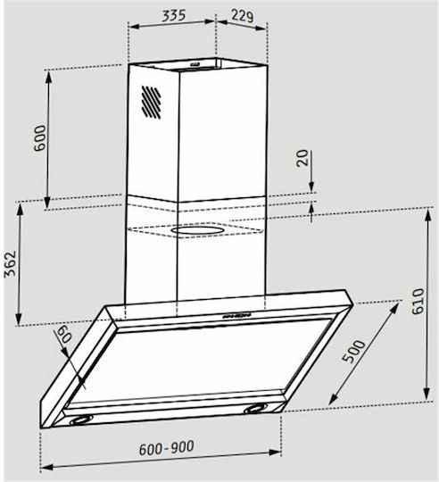 Pyramis Specieto Απορροφητήρας Καμινάδα 60cm Inox-Black