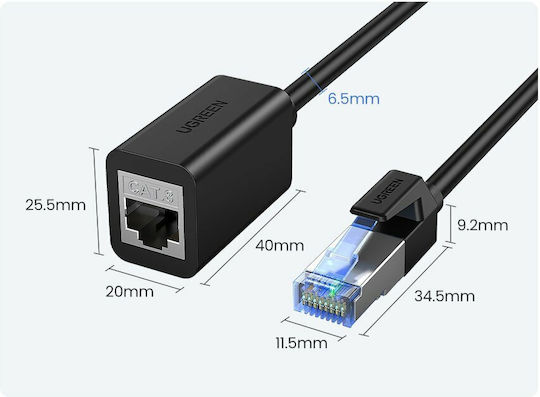 Ugreen S/FTP Cat.8 (40Gbps) Καλώδιο Δικτύου Ethernet 2m Μαύρο