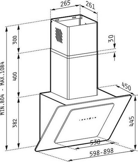 Pyramis Fiero Chimney Vent Hood 90cm Black