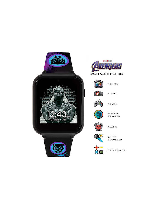 Disney Kids Analog Watch Panther with Rubber/Plastic Strap Black