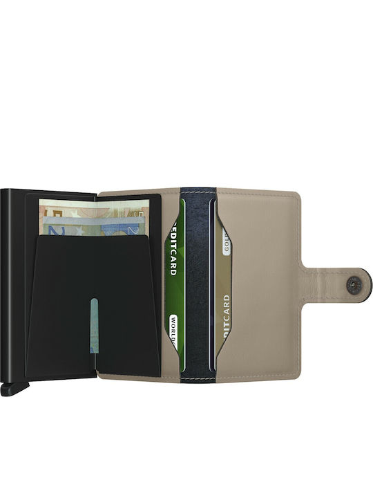 Miniwallet Matte Portofel bărbătesc Carduri cu RFID și mecanism Slide Bej