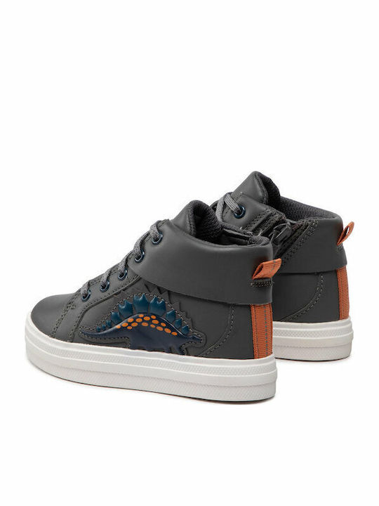 Nova City K Anatomical Leather Kids Boots with Laces Gray