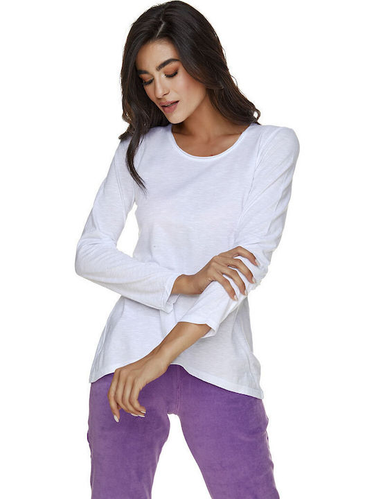 Women's Athletic Blouse Long Sleeve White