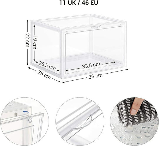 Songmics Пластмасов Калъф За Съхранение За Обувки И Дрехи В Бял Цвят 36x28x22см 6 Бройки