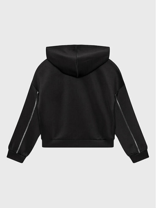 Guess Girls Hooded Sweatshirt with Zipper Black