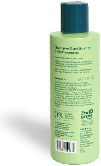 Barberino's Purifying Refreshing Σαμπουάν Βαθύ Καθαρισμού για Όλους τους Τύπους Μαλλιών 200ml
