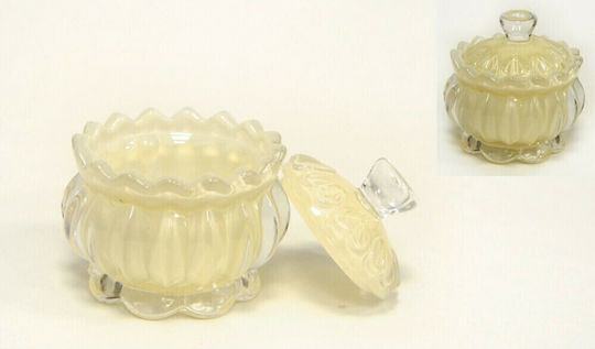 Faitakis Pack Vintage Φοντανιέρα Glas mit Deckel 8x8cm Cream