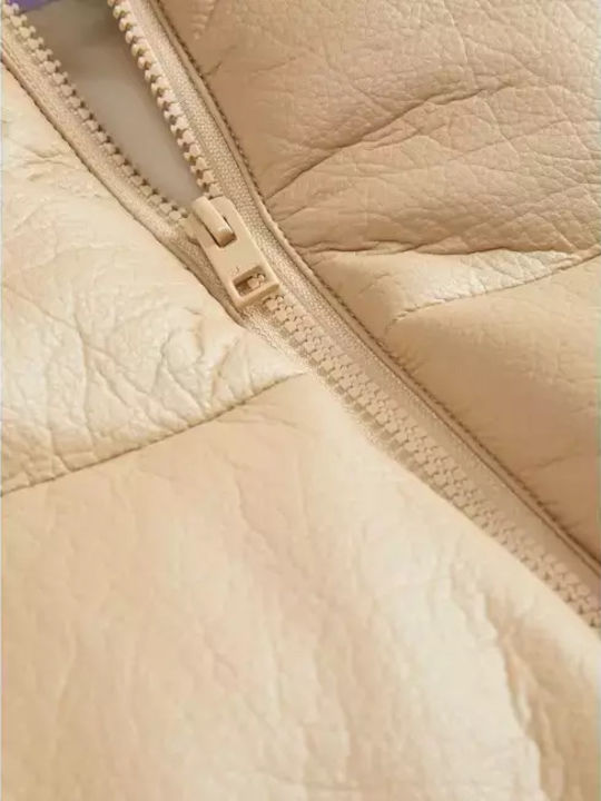 Κοντό Γυναικείο Αμάνικο Puffer Μπουφάν για Χειμώνα Cornstalk