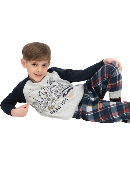 Energiers Set Top & Bottom Kids Winter Cotton Pyjamas Navy Blue